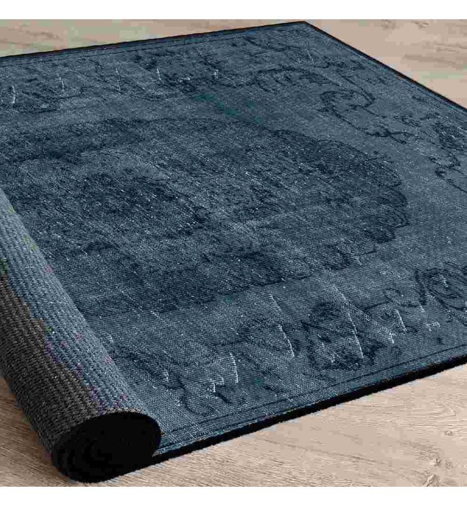 Tapis, bleu marine, noir, 100% coton, 80 x 120 cm