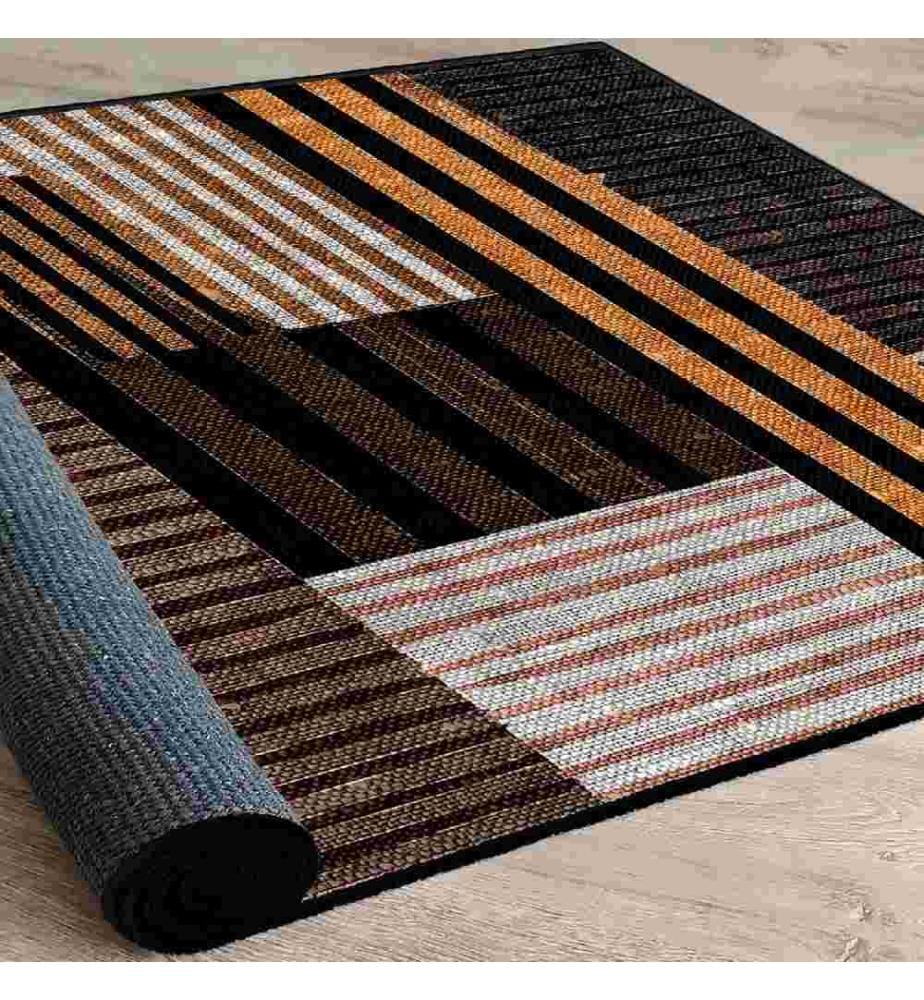 Teppich, Weiss, Orange, Braun, Schwarz, 100% Baumwolle, 120 x 180 cm