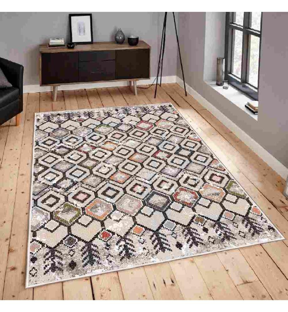 Tapis, vison, orange, vert, rouge tuile, brun, 100% coton, 100 x 300 cm