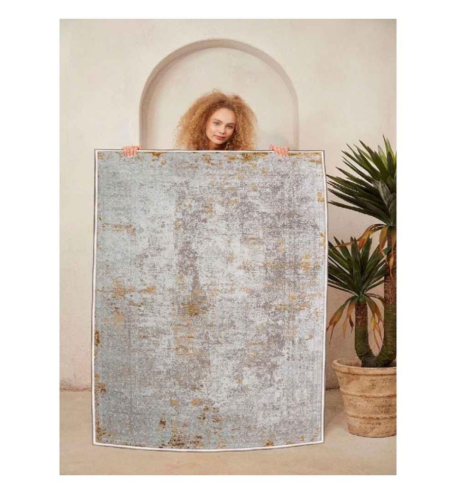 Teppich, Creme, Kamel, 100% Baumwolle, 140 x 220 cm