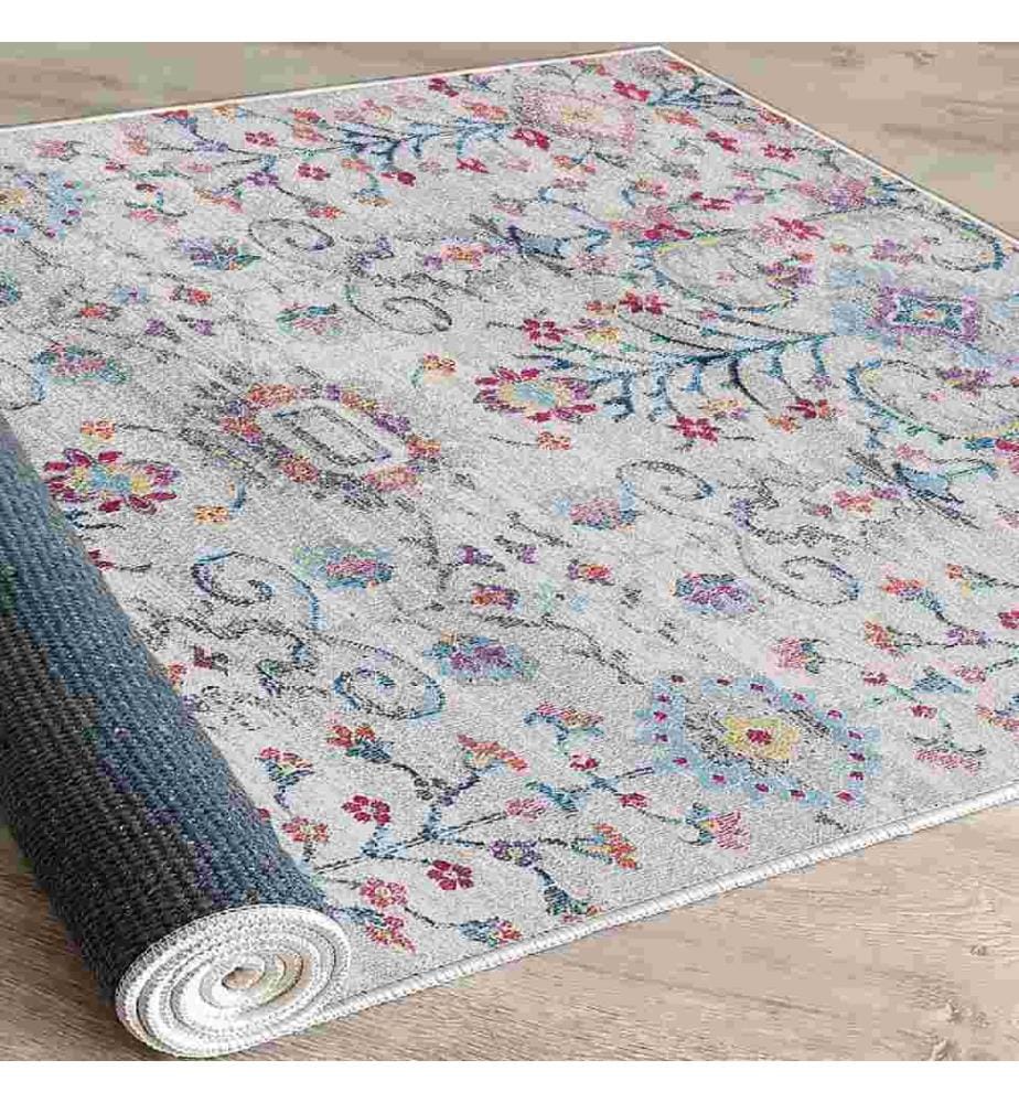 Tapis, bleu, orange, rose, gris, 100% coton, 100 x 150 cm