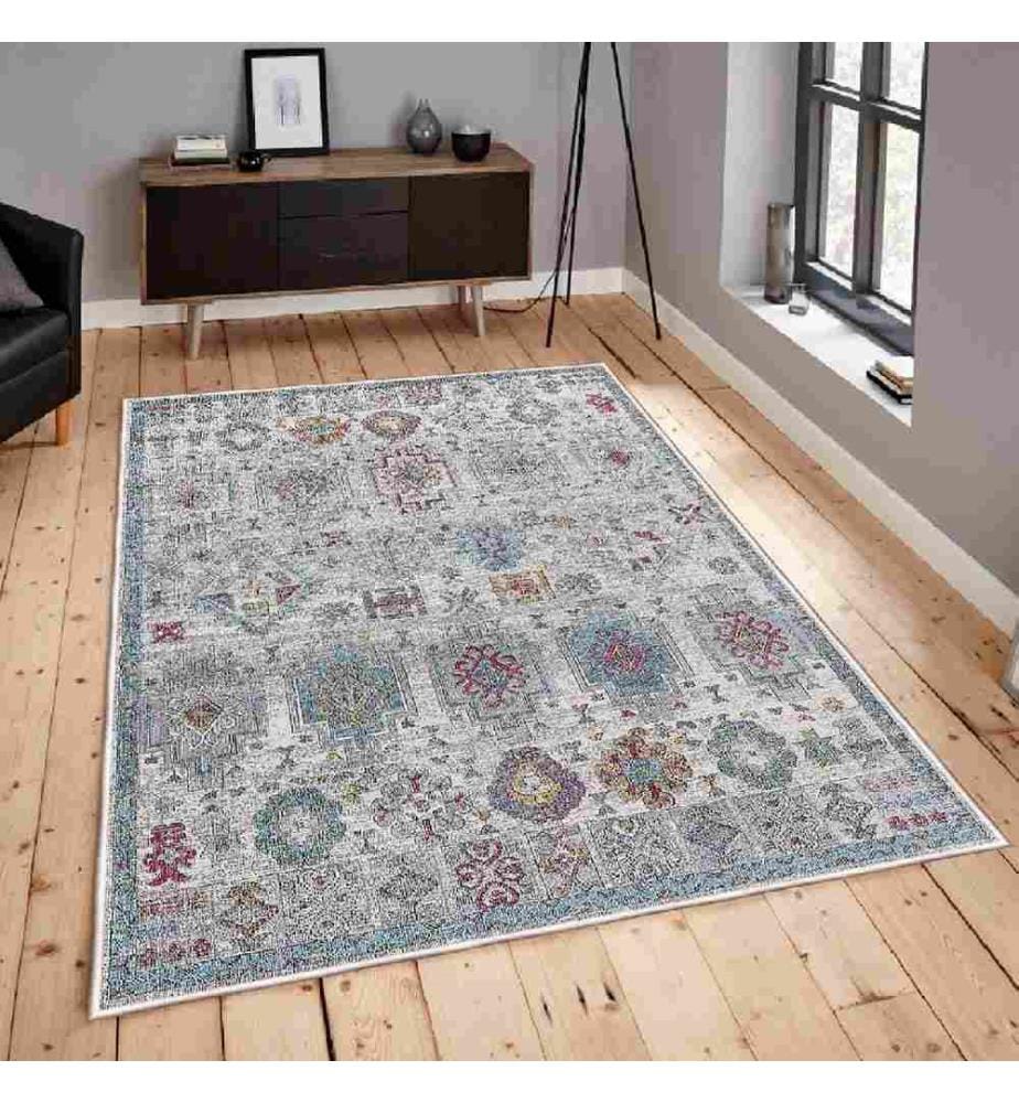 Carpet, Pink, Blue, Green, Grey, 100% Cotton, 80 x 300 cm