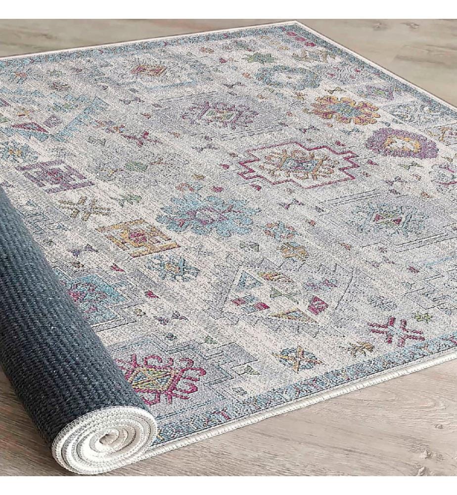 Carpet, Pink, Blue, Green, Grey, 100% Cotton, 80 x 300 cm