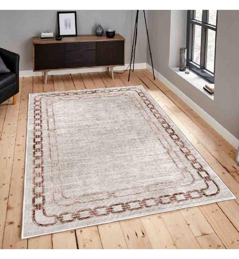 Carpet, Cream, Beige, Brown, 100% Cotton, 140 x 220 cm