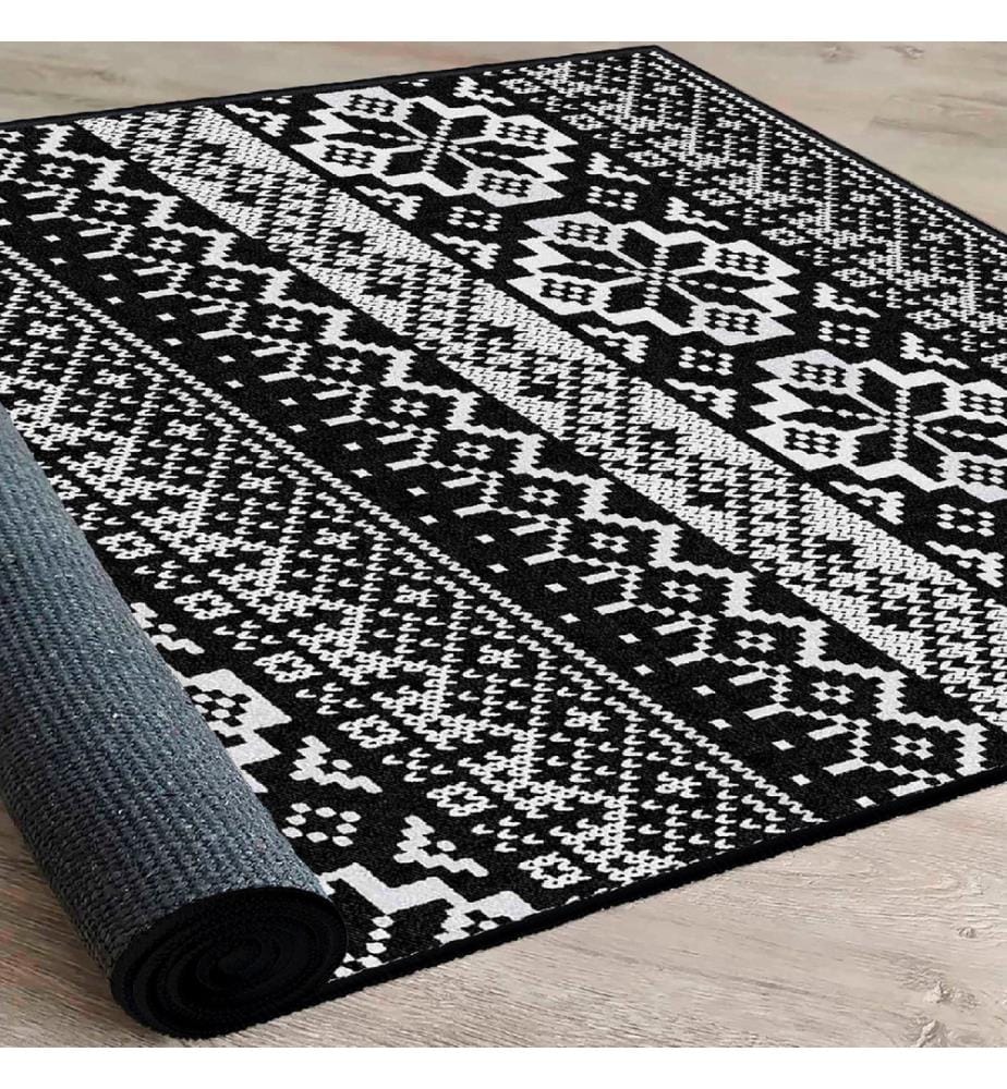 Carpet, White, Black, 100% Cotton, 100 x 150 cm