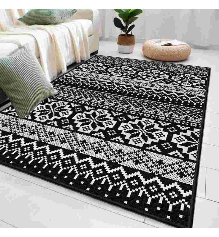 Carpet, White, Black, 100% Cotton, 120 x 180 cm