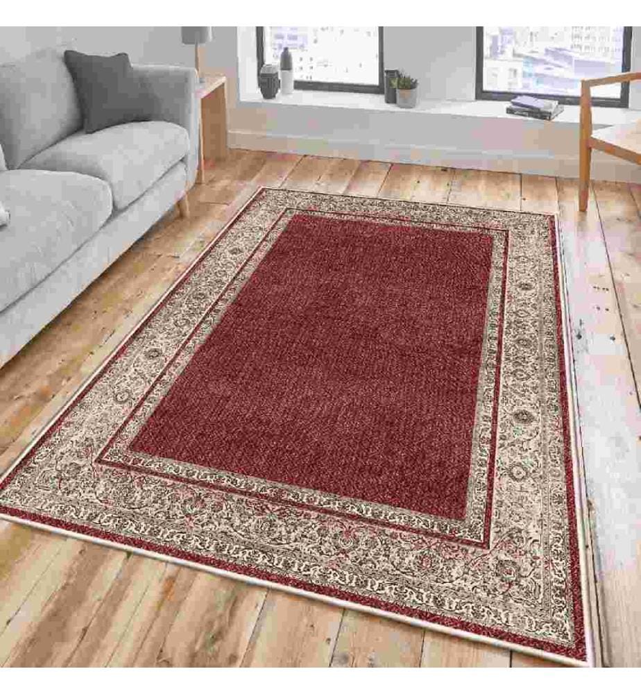 Carpet, Tile Red, Cream, Beige, 100% Cotton, 80 x 120 cm