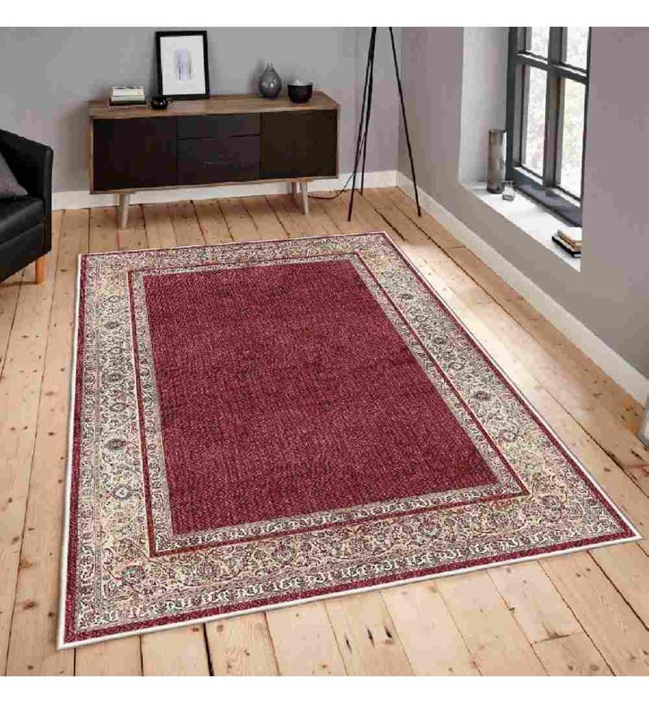 Tapis, rouge tuile, crème, beige, 100% coton, 100 x 200 cm