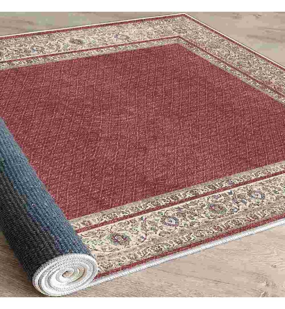 Tapis, rouge tuile, crème, beige, 100% coton, 100 x 200 cm