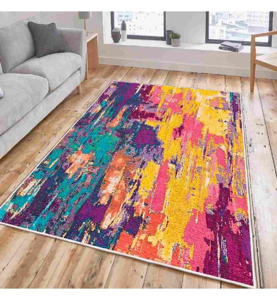 Teppich, Rosa, Lila, Blau, Grün, Orange, 100% Baumwolle, 160 x 230 cm