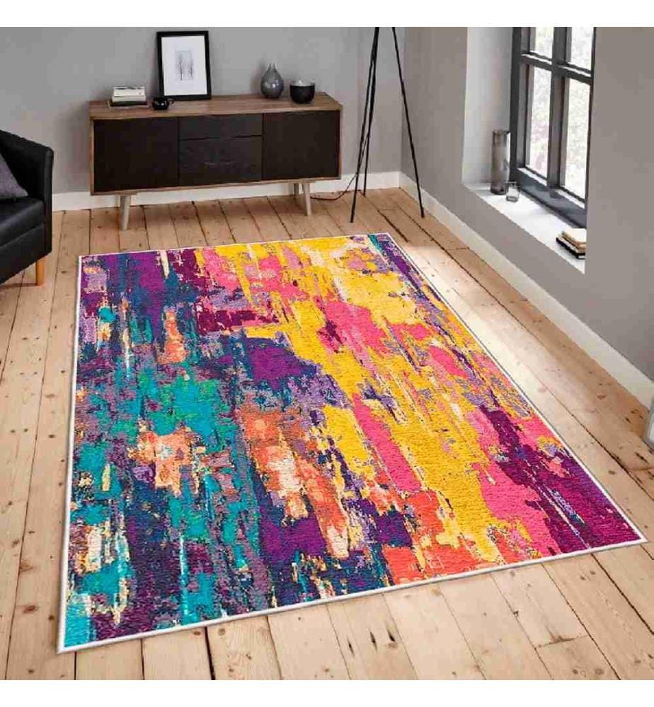 Teppich, Rosa, Lila, Blau, Grün, Orange, 100% Baumwolle, 160 x 230 cm