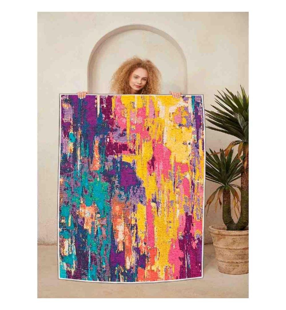Teppich, Rosa, Lila, Blau, Grün, Orange, 100% Baumwolle, 160 x 230 cm