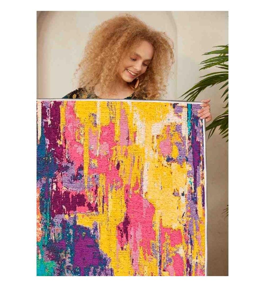 Teppich, Rosa, Lila, Blau, Grün, Orange, 100% Baumwolle, 160 x 230 cm