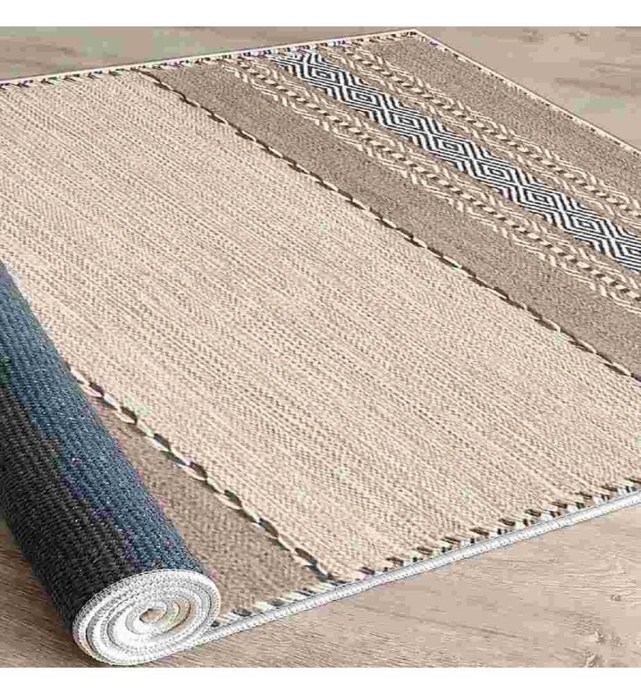 Teppich, Beige, Braun, Schwarz, 100% Baumwolle, 120 x 180 cm