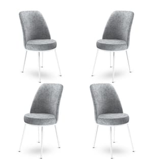 Set di sedie , 4 pezzi, Grigio, Bianco, Struttura: Metallo, Tessuto: Babyface