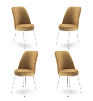 Set di sedie , 4 pezzi, Cappuccino, Bianco, Struttura: Metallo, Tessuto: Babyface