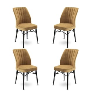Set di sedie , 4 pezzi, Cappuccino, Nero, Struttura: Metallo, Tessuto: Babyface