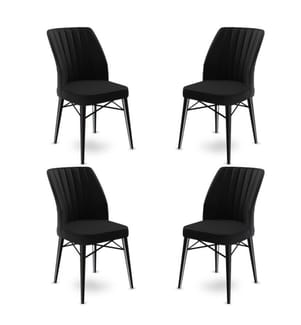 Set di sedie , 4 pezzi, Nero, Struttura: Metallo, Tessuto: Babyface