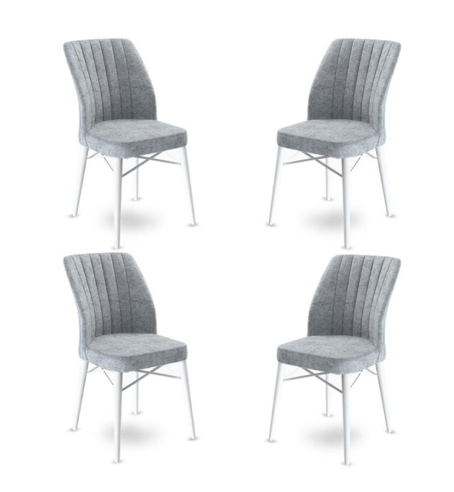 Stuhl-Set , 4 Stück, Grau, Weiss, Gestell: Metall, Stoff: Babyface