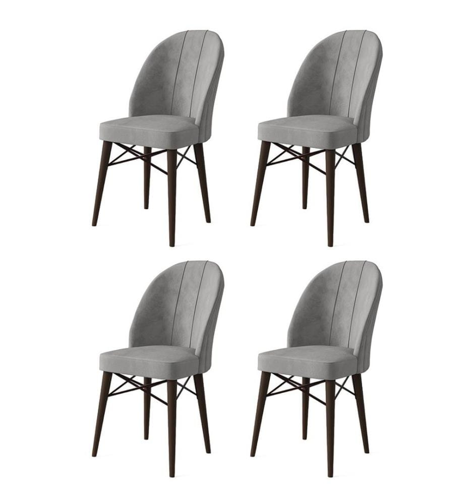 Stuhl-Set , 4 Stück, Grau, Braun, Gestell: Metall, Stoff: Babyface