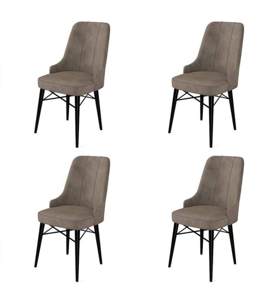 Stuhl-Set , 4 Stück, Cappuccino, Schwarz, Gestell: Metall, Stoff: Babyface