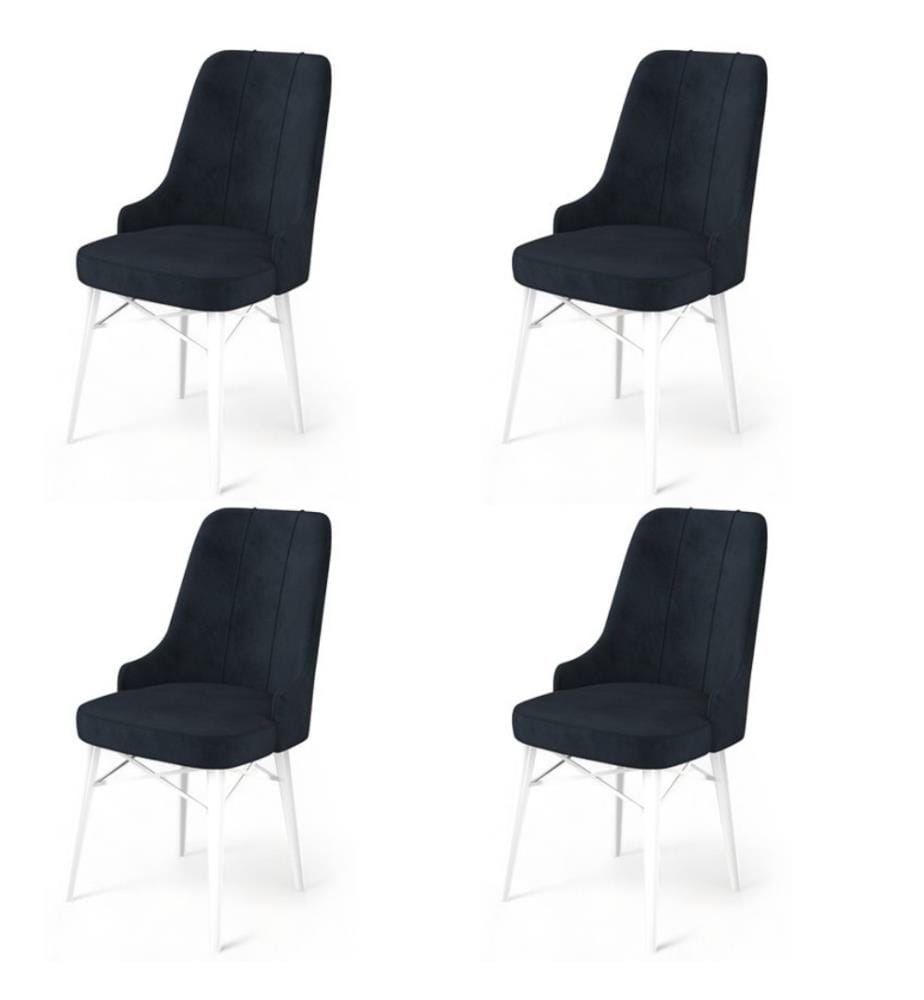 Stuhl-Set , 4 Stück, Anthrazit, Weiss, Gestell: Metall, Stoff: Babyface