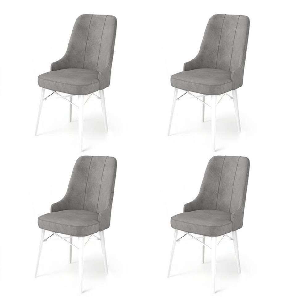 Stuhl-Set , 4 Stück, Grau, Weiss, Gestell: Metall, Stoff: Babyface