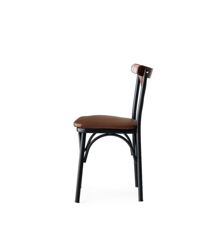Ensemble de chaises, 4 pièces, marron, structure en métal, assise en cuir Pu