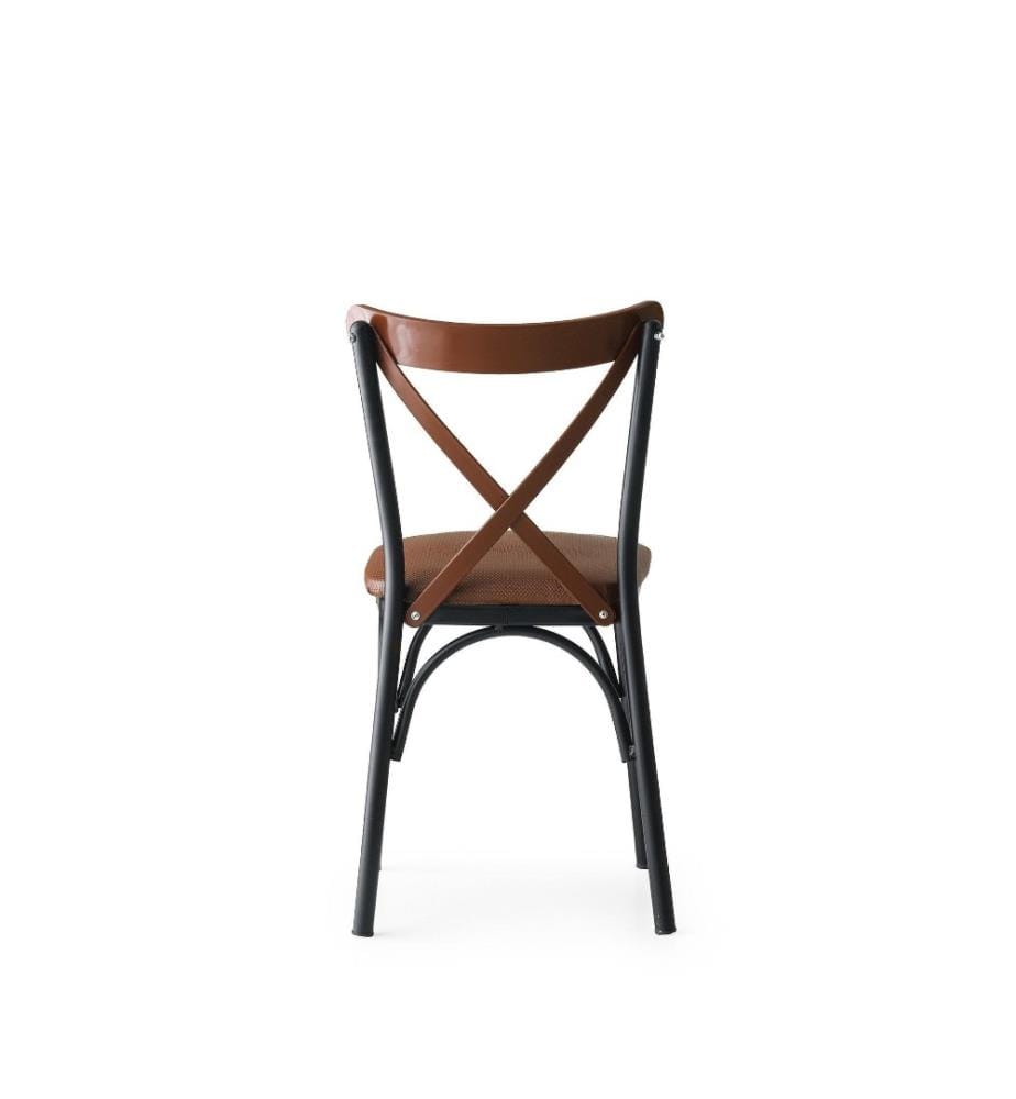 Ensemble de chaises, 4 pièces, marron, structure en métal, assise en cuir Pu