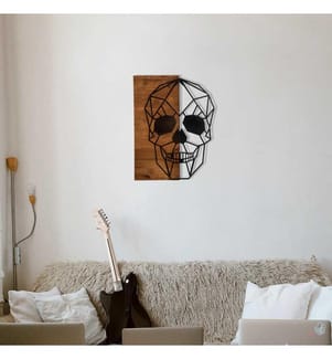 Dekoratives Wandaccessoire aus Holz, Schwarznuss, Metall, Holzrahmen