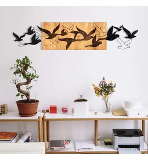Dekoratives Wandaccessoire aus Holz, Schwarznuss, Metall, Holzrahmen