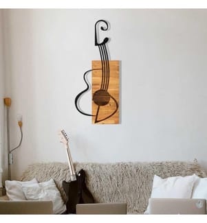 Dekoratives Wandaccessoire aus Holz, Schwarznuss, Metall, Holzrahmen