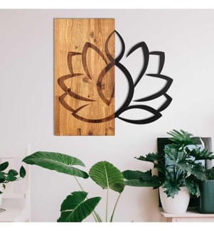 Dekoratives Wandaccessoire aus Holz, Schwarznuss, Metall, Holzrahmen