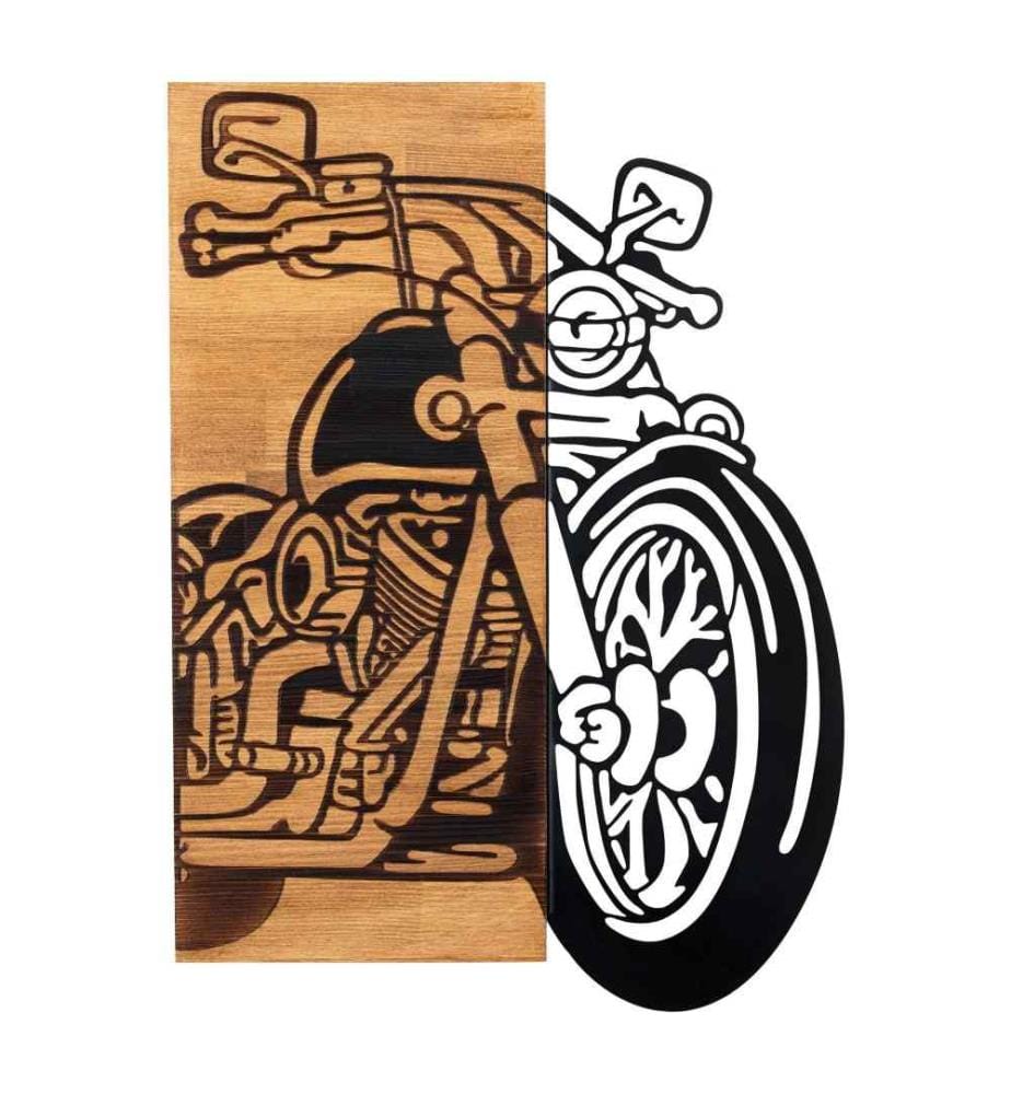 Accessorio decorativo da parete in legno, noce nero, metallo, struttura in legno
