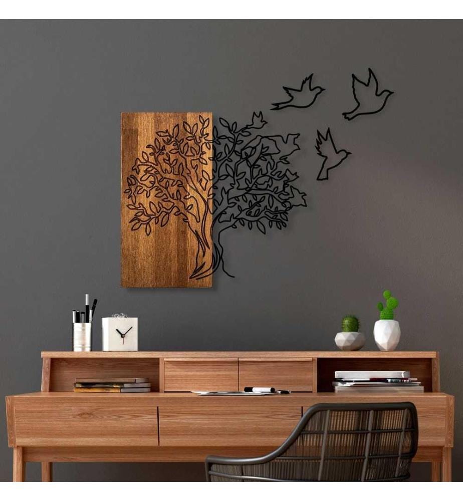 Accessoire mural décoratif en bois, noyer noir, bois
