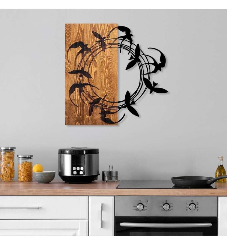 Accessoire mural décoratif en bois, noyer noir, bois