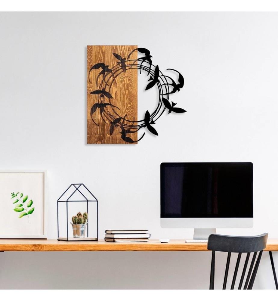 Accessoire mural décoratif en bois, noyer noir, bois