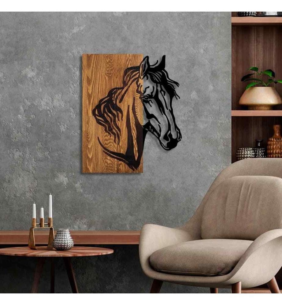 Accessoire mural décoratif en bois, noyer noir, bois