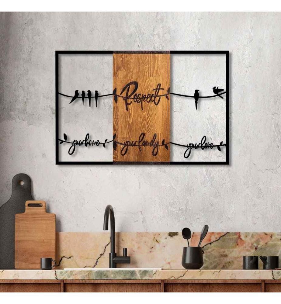 Accessoire mural décoratif en bois, noyer noir, bois