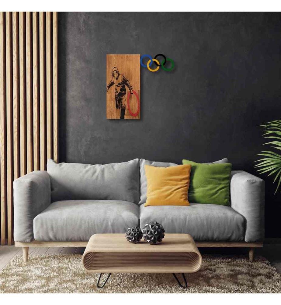 Accessoire mural décoratif en bois, noyer noir, bois