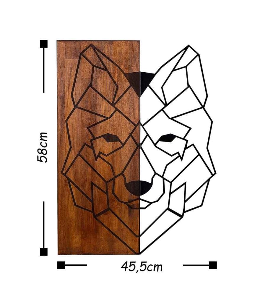 Accessoire mural décoratif en bois, noyer noir, 50% bois - 50% métal