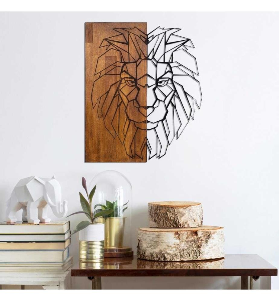 Accessorio decorativo da parete in legno, noce nero, 50% legno - 50% metallo