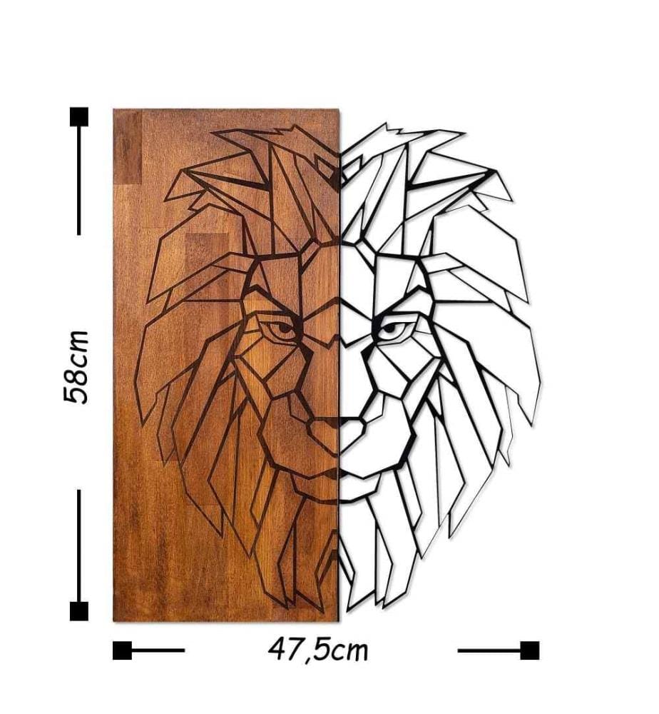 Accessorio decorativo da parete in legno, noce nero, 50% legno - 50% metallo