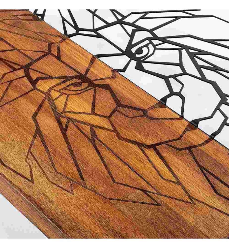 Accessorio decorativo da parete in legno, noce nero, 50% legno - 50% metallo