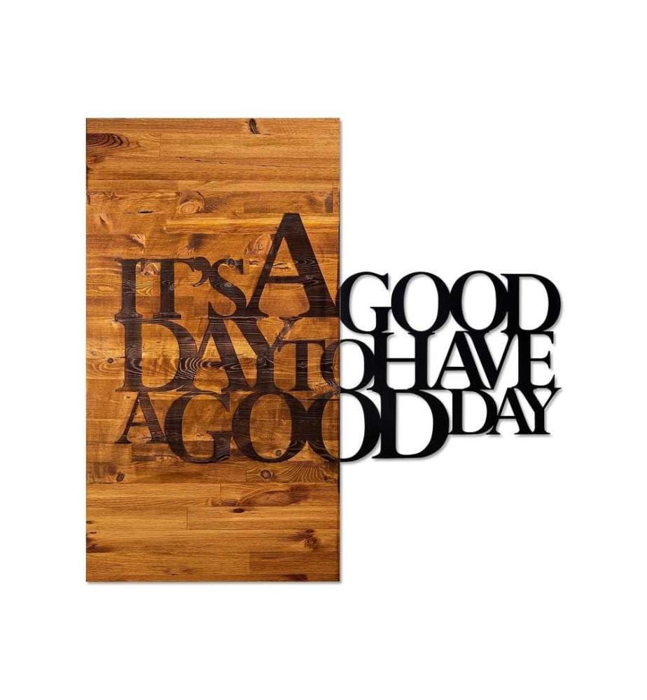 Dekoratives Wandaccessoire aus Holz, Walnuss Schwarz, 50% Holz - 50% Metall