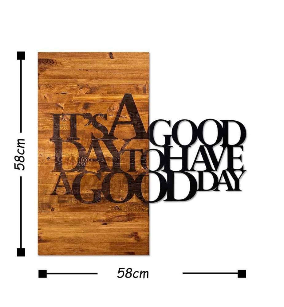 Dekoratives Wandaccessoire aus Holz, Walnuss Schwarz, 50% Holz - 50% Metall