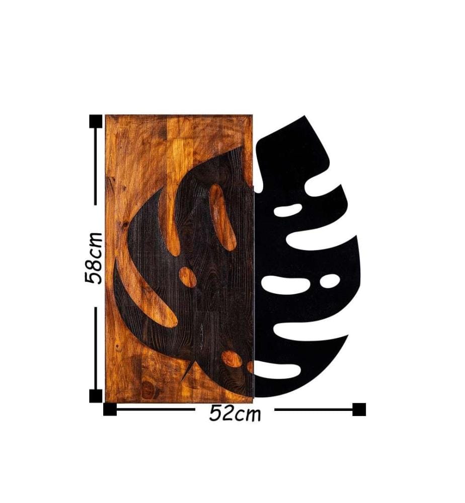 Accessoire mural décoratif en bois, noyer noir, 50% bois - 50% métal