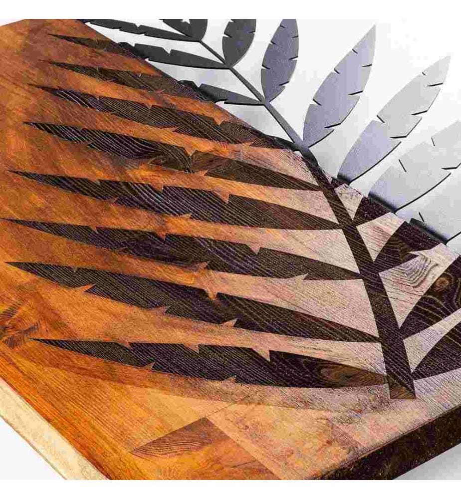 Accessoire mural décoratif en bois, noyer noir, 50% bois - 50% métal