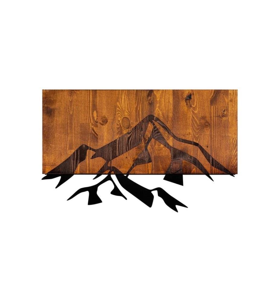 Dekoratives Wandaccessoire aus Holz, Walnuss Schwarz, 50% Holz - 50% Metall