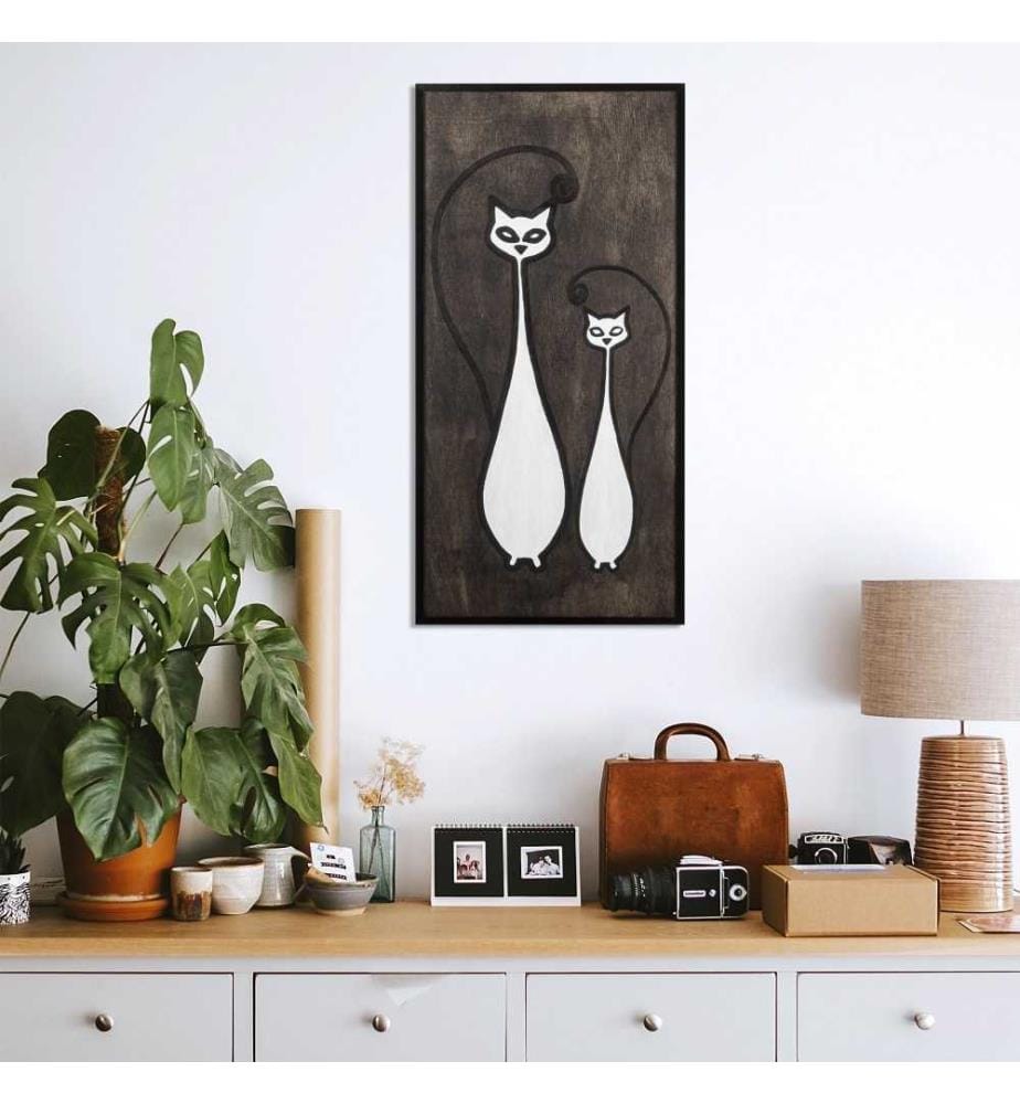Accessoire mural décoratif en bois, noir et blanc, contreplaqué